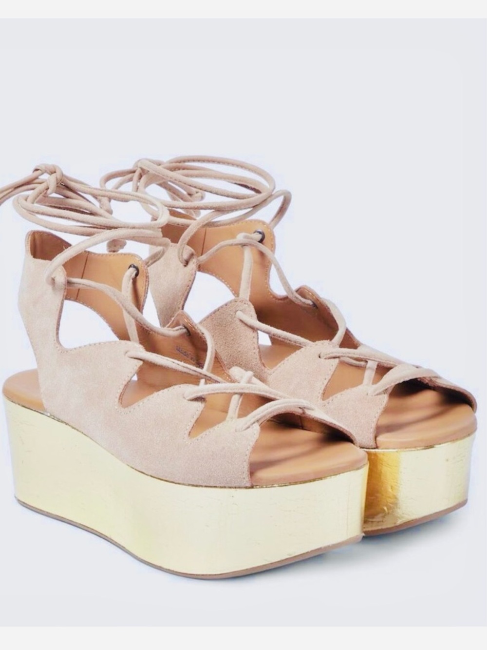 See by Chloe Liana Suede Nude Lace-up Gladiator Platform Sandal Size EU40/US 10